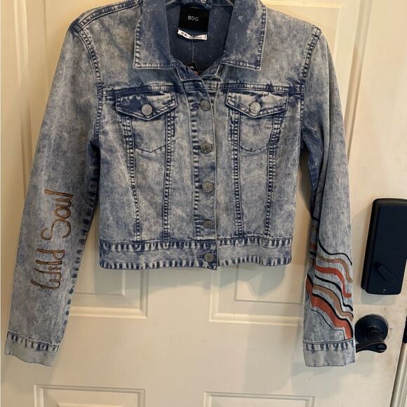 BDG Light Blue Jean Jacket Hand Painted Wild Soul - Picture 5 of 5